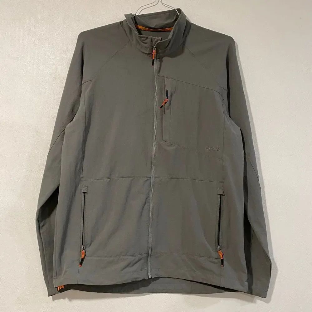 Orvis Men’s Lightweight Softshell Jacket Gray Medium | Outdoor Hiking Zip-Up